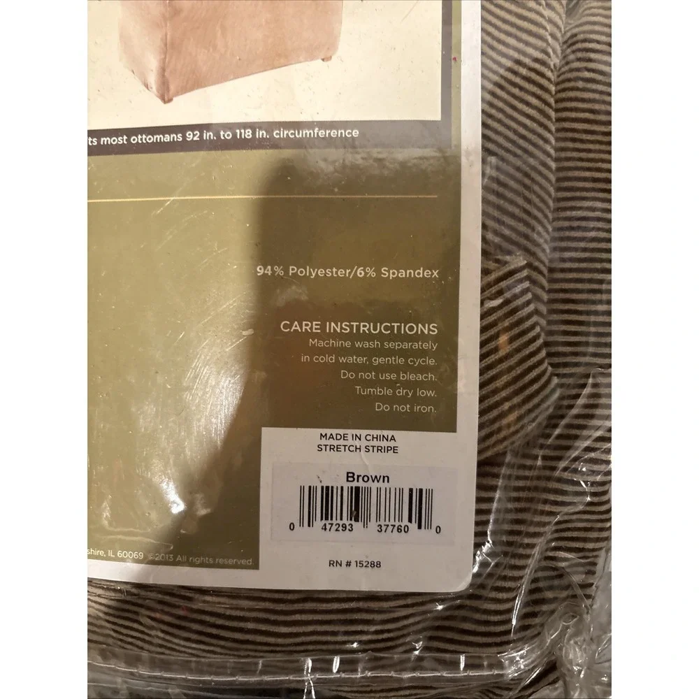SureFit Stretch Stripe Brown Ottoman Slipcover One Piece 37760